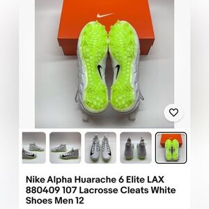 Nike Alpha Huarache 6 Elite LAX Lacrosse Cleats White
Shoes Men’s Size 12